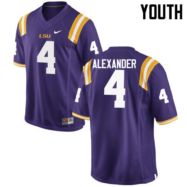 Youth LSU Tigers #4 Charles Alexander College Football Jerseys Game-Purple